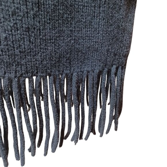 VTG 95 Side Effects Wool Angora Long Cardigan Womens M Black Fringe Hem Witchy - Picture 3 of 7